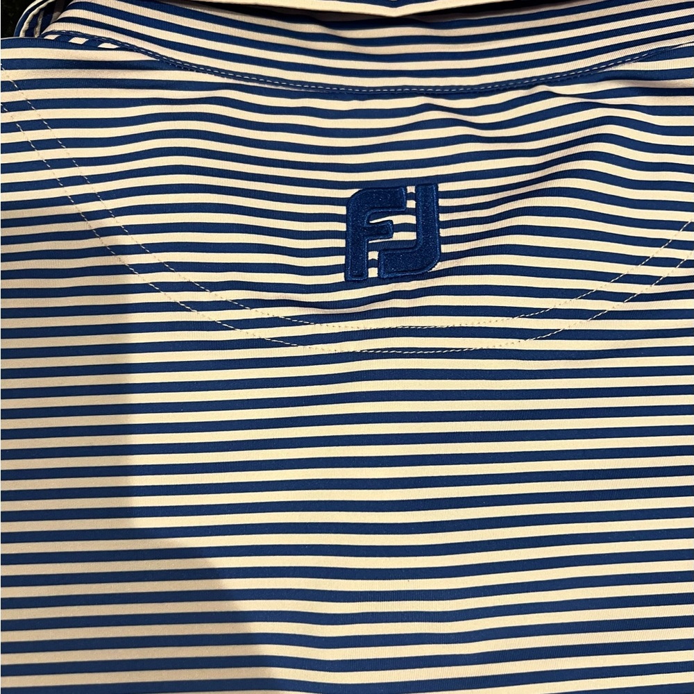 Footjoy FJ Golf Short Sleeve Polo Shirt Mens Large Pink Blue Striped Stretch